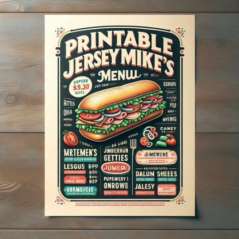 Printable Jersey Mike’s Menu First Letter Capital Of Every Word Do Not Use Full Stop