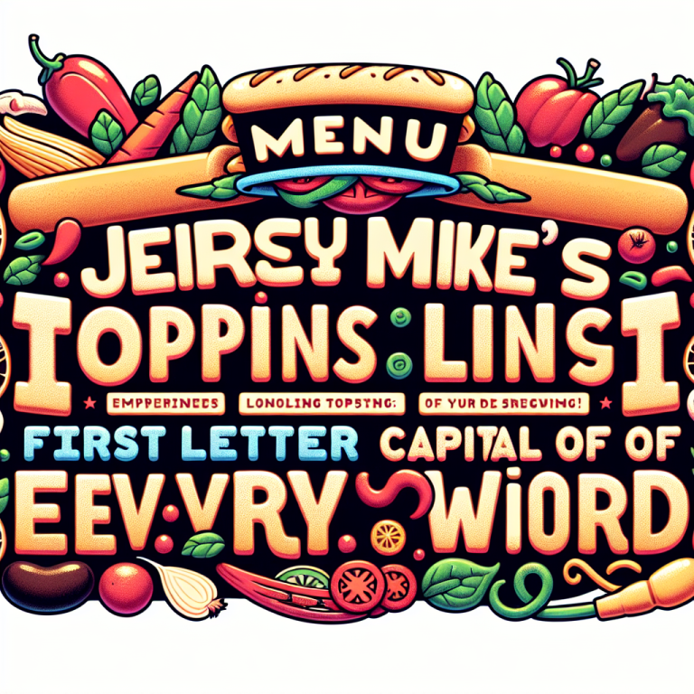 Menu Jersey Mike’s Toppings List