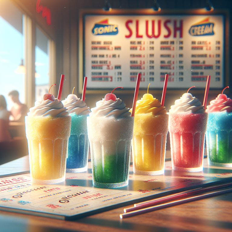 Sonic Cream Slush Menu