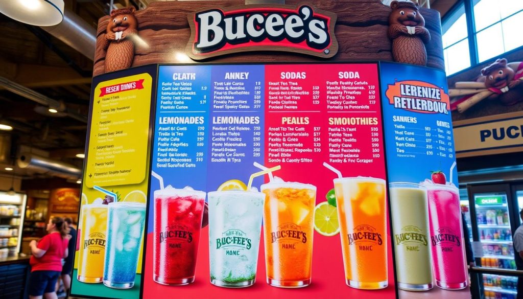 beverage menu at Buc-ee's